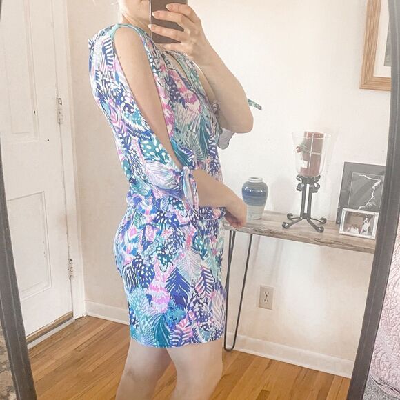 Lilly Pulitzer Bryce Romper in Quill Out Blue - Picture 2 of 10